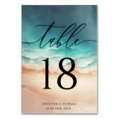 Numéro De Table Elégant Mariage d'aquarelle d'été Ocean Beach (Dos)