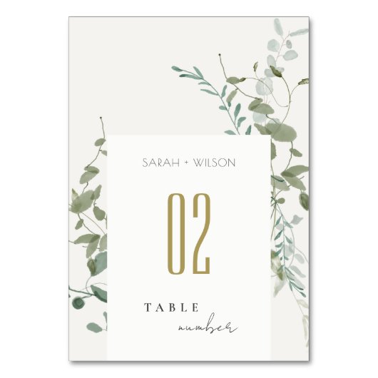 Numéro De Table Elégant Mariage d'aquarelle d'Eucalyptus Botanique (Par défaut)