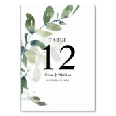 Numéro De Table Elégant Mariage d'aquarelle Eucalyptus (Dos)
