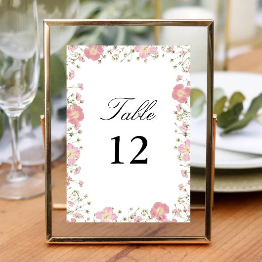 Numéro De Table Élégant Mariage d'aquarelle rose d'automne