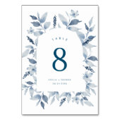 Numéro De Table Élégant Mariage d'arc floral bleu Dusty (Dos)