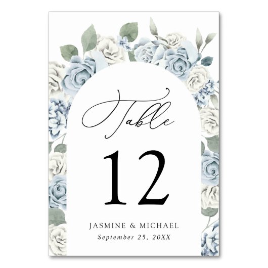 Numéro De Table Élégant Mariage d'arc floral bleu Dusty (Par défaut)