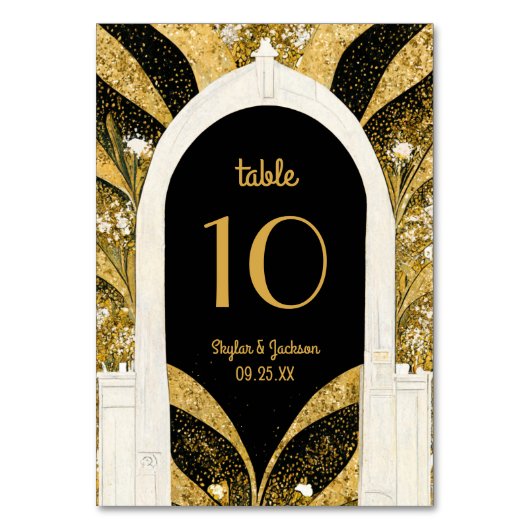 Numéro De Table Elégant Mariage d'arcade Art déco noir et or (Par défaut)