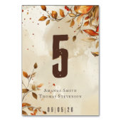 Numéro De Table Élégant mariage d'automne rustique (Dos)