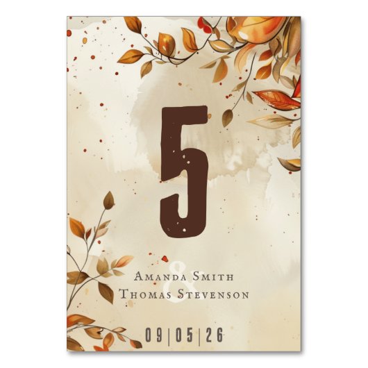 Numéro De Table Élégant mariage d'automne rustique (Par défaut)
