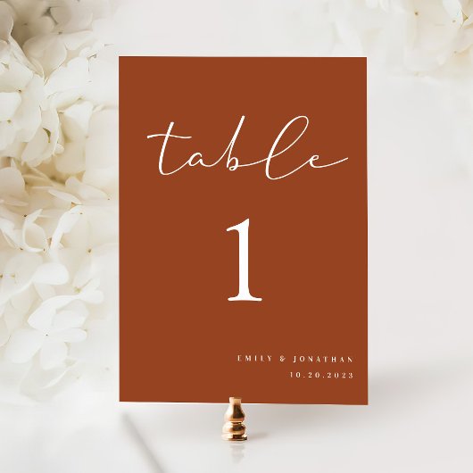 Numéro De Table Élégant Mariage de automne en terre cuite