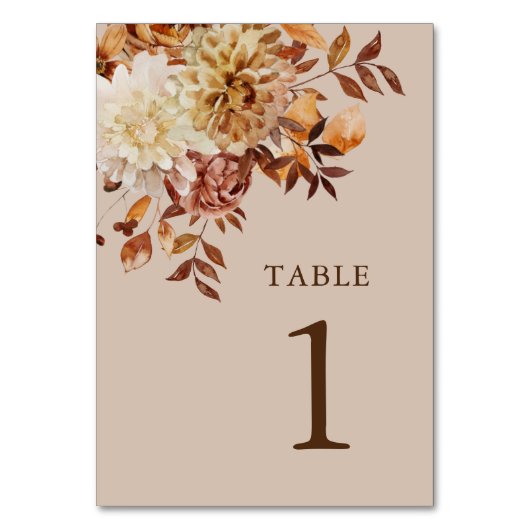 Numéro De Table Élégant Mariage de automne rustique (Dos)