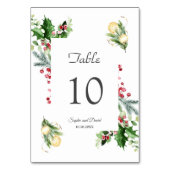 Numéro De Table Élégant Mariage de boules de Noël Berry Pine (Dos)