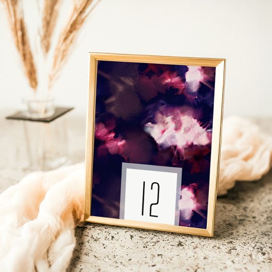 Numéro De Table Élégant Mariage de brosse moderne de Bourgogne