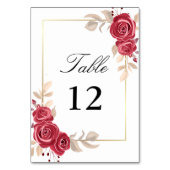 Numéro De Table Élégant Mariage de cadre rouge floral or Numéro de (Par défaut)