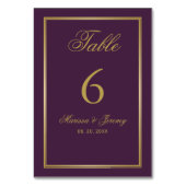 Numéro De Table Élégant Mariage de calligraphie de script or de pr (Dos)