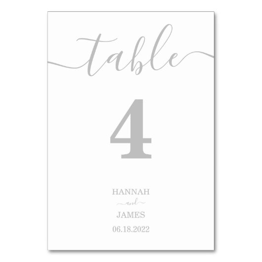 Numéro De Table Élégant Mariage de calligraphie en argent (Par défaut)
