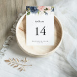 Numéro De Table Élégant Mariage de calligraphie florale d'hiver<br><div class="desc">Ce mariage de calligraphie florale d'hiver élégant est parfait pour un mariage moderne. Le design présente de belles peintes à la main bleu foncé, bleu, bleu marine, rose, rousse, fleurs d'or et feuillage vert, entassés dans d'élégants bouquets. Il s'agit d'un numéro de table recto-verso. Ajoutez chaque numéro de table dont...</div>