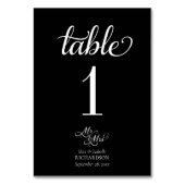Numéro De Table Élégant Mariage de calligraphie noir et blanc (Dos)