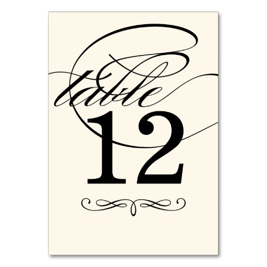 Numéro De Table Élégant Mariage de calligraphie noir et ivoire (Par défaut)