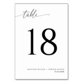 Numéro De Table Élégant Mariage de calligraphie noire moderne 18 (Dos)