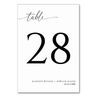 Numéro De Table Élégant Mariage de calligraphie noire moderne 28