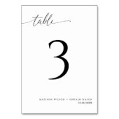 Numéro De Table Élégant Mariage de calligraphie noire moderne 3 (Dos)