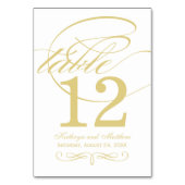 Numéro De Table Élégant Mariage de calligraphie or (Dos)