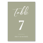 Numéro De Table Élégant Mariage de calligraphie verte Sage (Par défaut)