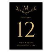 Numéro De Table Élégant Mariage de couronne de monogramme noir et (Par défaut)