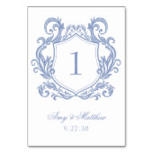 Numéro De Table Élégant Mariage de crête bleue Dusty (Dos)