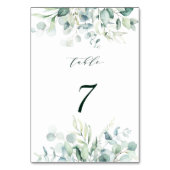 Numéro De Table Élégant Mariage de feuillage vert (Dos)