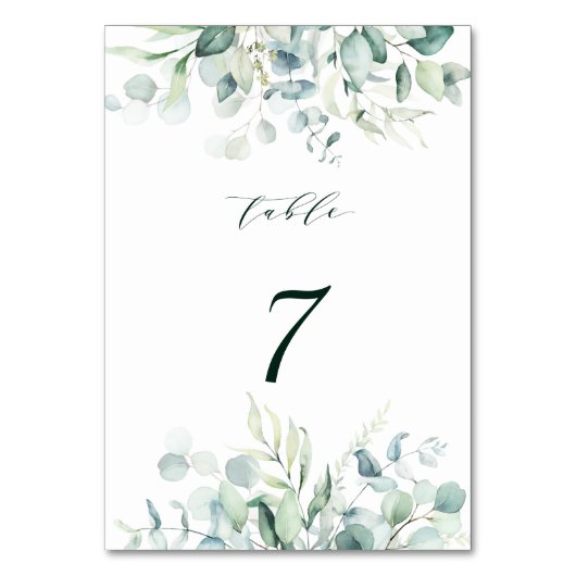 Numéro De Table Élégant Mariage de feuillage vert (Dos)