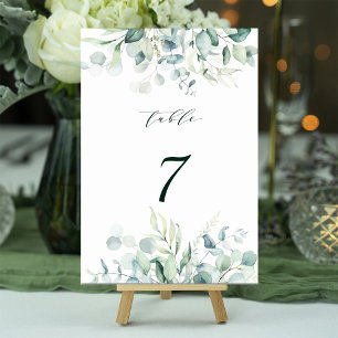 Numéro De Table Élégant Mariage de feuillage vert