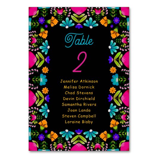 Numéro De Table Élégant mariage de fiesta (Dos)