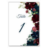 Numéro De Table Elégant Mariage de fleurs de Bourgogne et de marin (Dos)