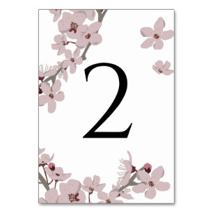 Numéro De Table Élégant Mariage de fleurs de cerises florales
