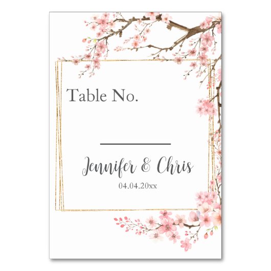 Numéro De Table Élégant Mariage de fleurs de cerisier (Par défaut)