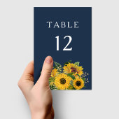 Numéro De Table Élégant Mariage de fleurs de soleil bleu marine