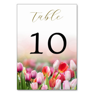 Numéro De Table Élégant Mariage de fleurs de tulipes colorées