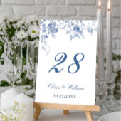 Numéro De Table Élégant Mariage de Floral Bleu Victorien Français