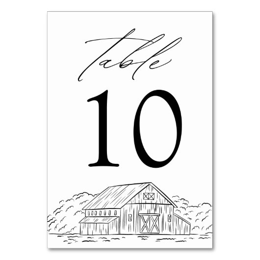 Numéro De Table Élégant Mariage de grange rustique (Dos)