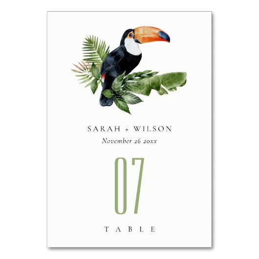 Numéro De Table Élégant Mariage de la faune Toucan de la forêt tro (Par défaut)