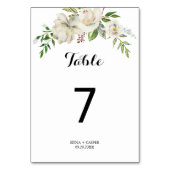 Numéro De Table Élégant Mariage de la pivoine blanche hiver (Dos)
