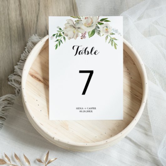 Numéro De Table Élégant Mariage de la pivoine blanche hiver