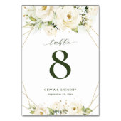 Numéro De Table Élégant Mariage de ligne Rose et Or Blanc (Dos)