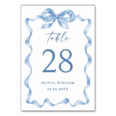 Numéro De Table Élégant Mariage de mâchoire bleu Dusty (Dos)