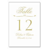 Numéro De Table Élégant Mariage de monogramme blanc et or (Dos)