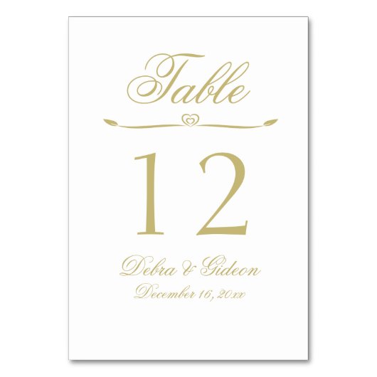 Numéro De Table Élégant Mariage de monogramme blanc et or (Dos)