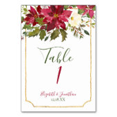 Numéro De Table Élégant Mariage de Noël Floral Rouge Poinsettia (Dos)
