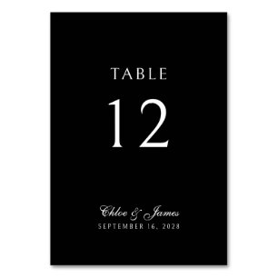 Numéro De Table Élégant Mariage de Noms Noirs Classique
