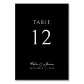 Numéro De Table Élégant Mariage de Noms Noirs Classique (Dos)