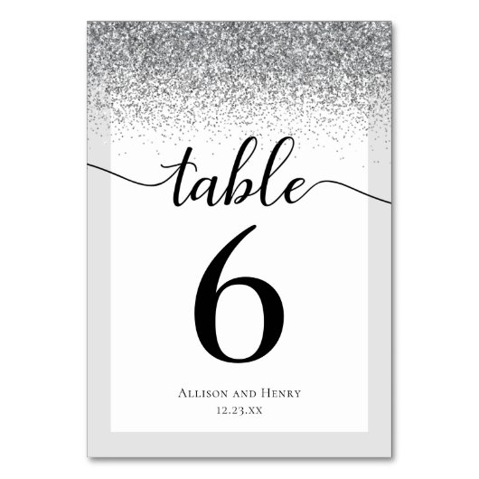 Numéro De Table Élégant Mariage de Parties scintillant de script n (Dos)