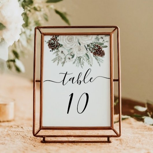 Numéro De Table Élégant Mariage de pin d'hiver