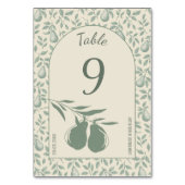 Numéro De Table Élégant Mariage de poire verte (Dos)